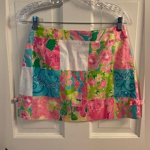 Lily Pulitzer cotton mini skirt - size 6 - unlined - like new - multi colored